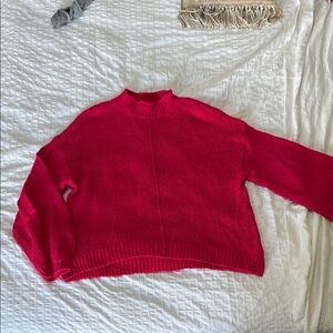 HotPink Chunky Knit Crew Neck Sweater